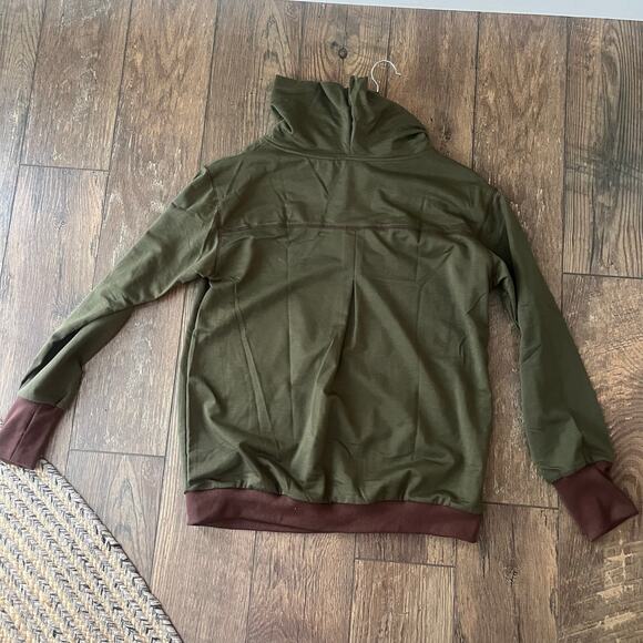 Green and Brown Cowl Neck Long Sleeve Shirt Sweatshirt Unbranded Women Size XL - Picture 5 of 6